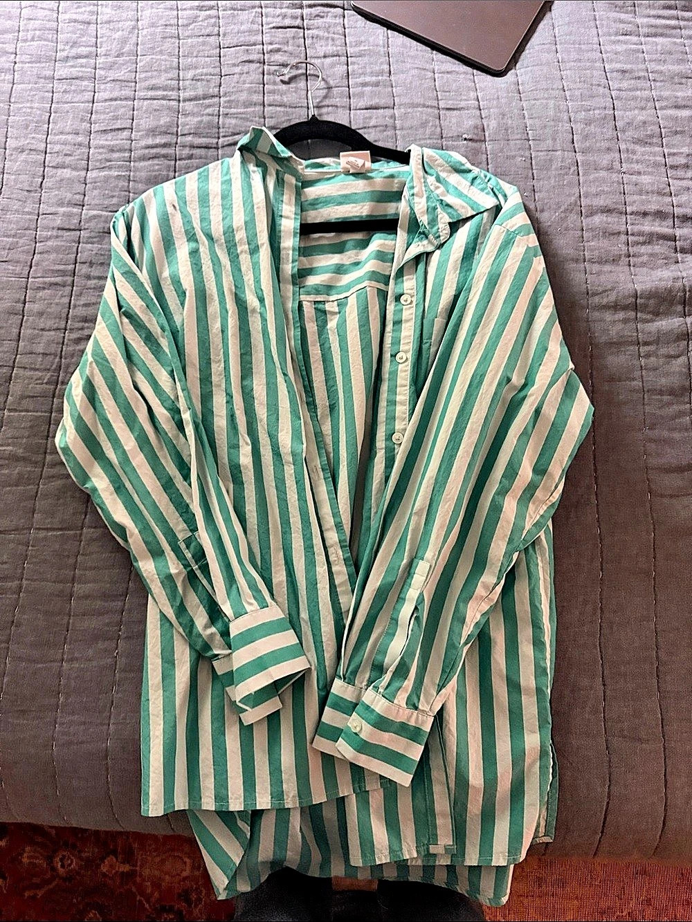 a new day Striped Button Down in Green & White Size Medium